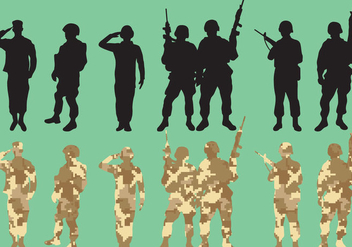 Military Squad Vector Silhouettes - Kostenloses vector #352011