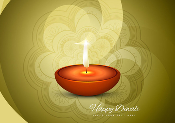 Happy Diwali Card With Glowing Diya - vector gratuit #354451 