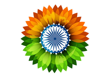 Floral Indian Flag With Asoka Wheel - Kostenloses vector #354661