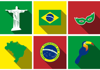 Free Brazil Flat Icon Set Vector - Free vector #355401