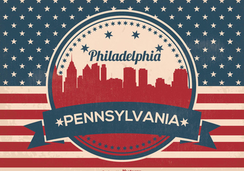 Retro Philadelphia Vector Skyline Illustration - бесплатный vector #357981