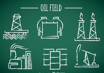 Oil Field Element Chalk Draw Icons - Free vector #358371