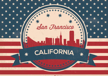 Retro Style San Francisco Skyline Illustration - бесплатный vector #358461