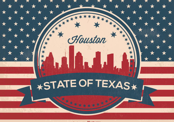 Retro Style Houston Skyline Illustration - бесплатный vector #359521