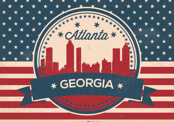 Retro Atlanta Georgia Skyline Illustration - бесплатный vector #359621