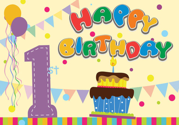 Kids 1st Birthday celebration flat vector - vector #359861 gratis