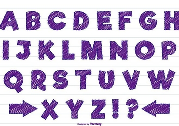 Purple Scribble Style Alphabet Set - vector gratuit #360981 