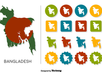 Vector Bangladesh Map With Bangladesh Flag And Icons set - vector gratuit #361121 