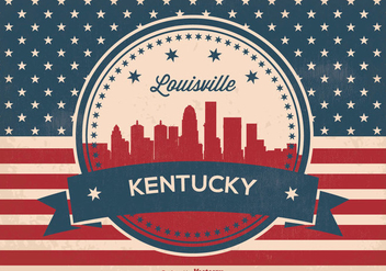 Retro Luisviile Kentucky Skyline Illustration - бесплатный vector #363091
