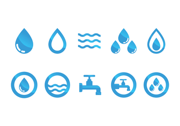 Flat Water Icon Vector Set - Free vector #368441