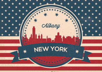 Albany New York Retro Skyline Illustration - бесплатный vector #368851