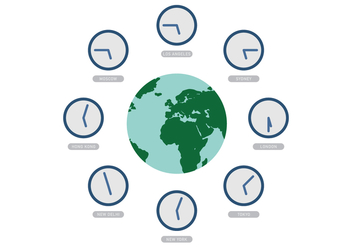 Vector World with Time Zone Clocks - vector gratuit #369521 