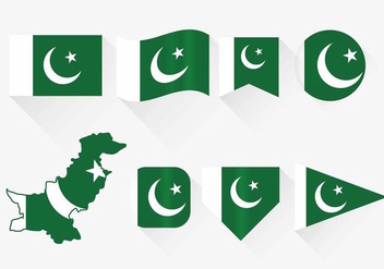 Pakistan Flag Set - vector gratuit #369741 