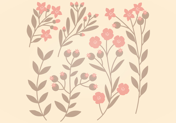 Pink and Brown Vector Floral Set - Free vector #369901