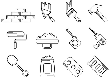 Set Of Bricklayer Tool Vector - Free vector #372841