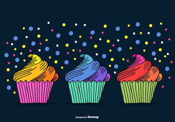 Hand Drawn Cupcake Vectors - vector gratuit #372951 