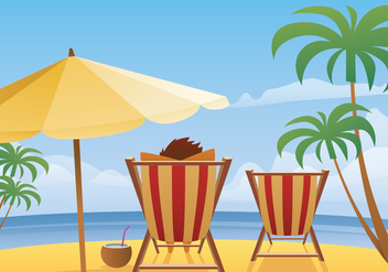 Summer Beach Landscape Vector - бесплатный vector #373231