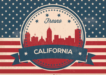 Retro Fresno California Skyline Illustration - бесплатный vector #373301