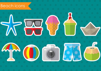 Colorful Vector Beach Icons - бесплатный vector #374111