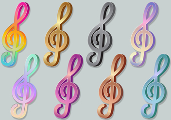 Violin Key Treble Clef 3D Icons - vector gratuit #376001 