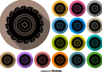 Vector Buttons Of Black Tractor Tire Icon - Free vector #376151