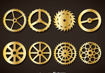Gold Clock Gears Vector - vector gratuit #377481 