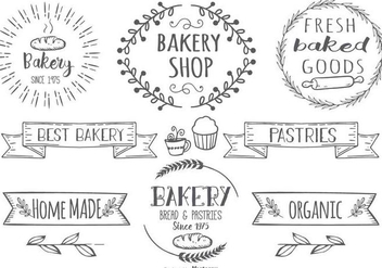 Cute Hand Drawn Style Bakery Label Set - vector gratuit #378891 
