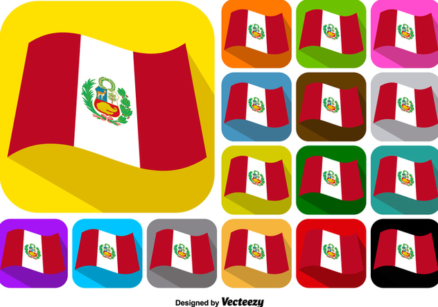 Vector Set Of Buttons Of Peru Flag - vector gratuit #378971 
