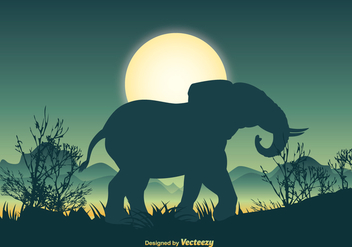 Elephant Silhouette Scene - бесплатный vector #379741