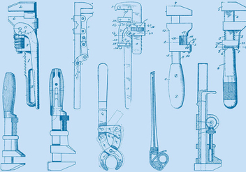 Wrench Tool Drawings - vector gratuit #380571 