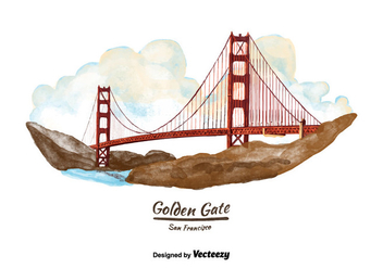 Free San Francisco Golden Gate Bridge Watercolor Vector - бесплатный vector #380611