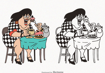 Free Cartoon Fat Woman Vector Illustration - Free vector #380671