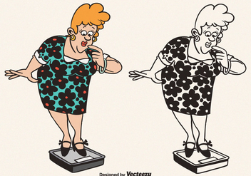 Free Vector Cartoon Fat Woman Illustration - vector gratuit #380681 