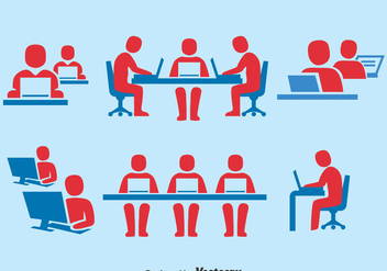 People Working Together Icons Set - vector #380941 gratis