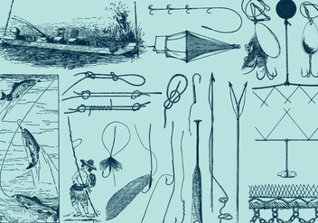 Fishing Tools And Drawings - Kostenloses vector #383011