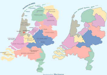 Free Colorful Netherlands Map Vector - Kostenloses vector #383701