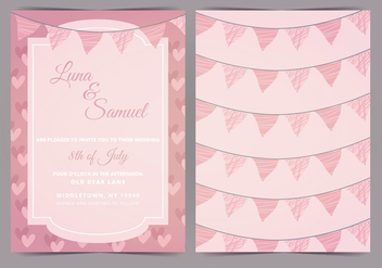 Pink Bunting Vector Wedding Invite - vector gratuit #384761 