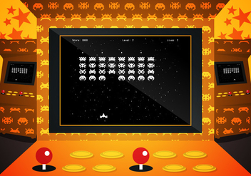 Arcade Invaders Game Illustration Vector - vector gratuit #384771 