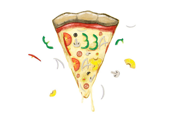 Free Pizza Day Watercolor Vector - бесплатный vector #385521