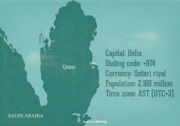 Old Qatar Map Illustration - Free vector #387601