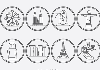 World Ladmark Outline Icons - vector gratuit #388131 