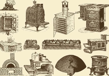 Vintage Stoves And Ovens - vector gratuit #388631 