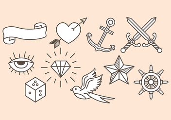 Old School Tattoo Icons - Free vector #388931
