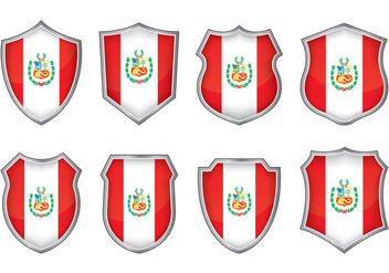 Peru Flag Badge Vectors - Kostenloses vector #390121