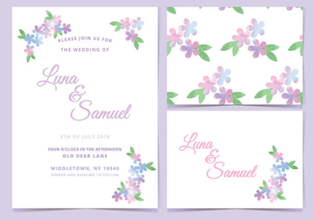 Pink Lilac Vector Wedding Invite - бесплатный vector #390191