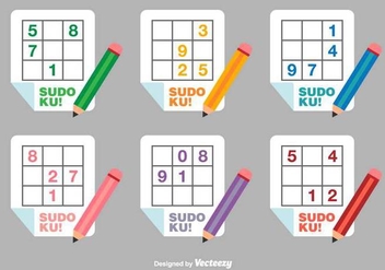Sudoku Flat Vector Icons - Free vector #390921