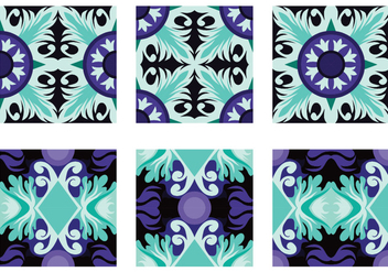 Teal and Purple Portuguesse Tile Vector - vector gratuit #391851 