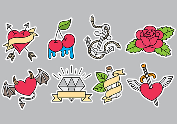 Old School Tattoo Icons - Free vector #392531
