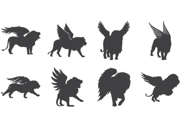 Free Winged Lion Silhouette Vector - vector gratuit #392811 