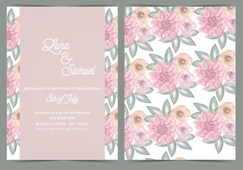 Blush Floral Vector Wedding Invite - Free vector #393531
